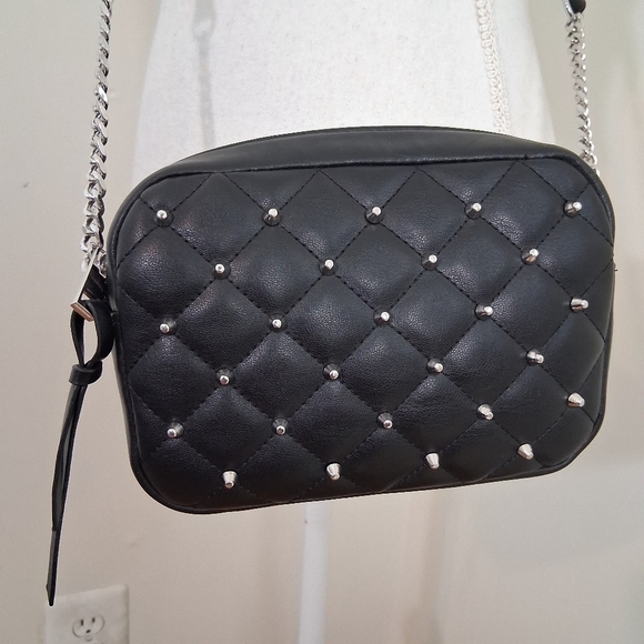 Rebecca Minkoff Black Studded Crossbody Bag Leather NWT - Picture 2 of 7